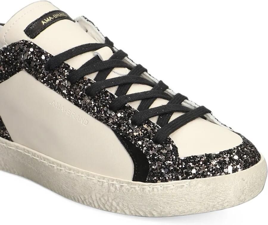 Ama Brand glitter-panelled leather sneakers Wit - Foto 2