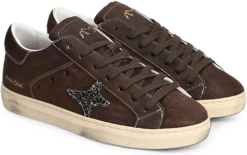 Ama Brand Leren sneakers met ster met glitters Bruin - Foto 3