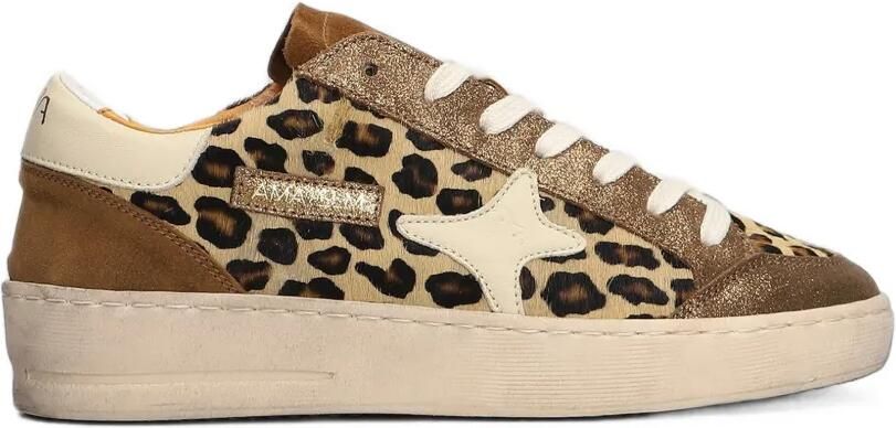Ama Brand Sneakers met luipaardprint en glitters Bruin