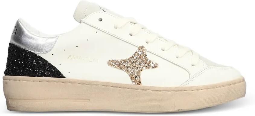 Ama Brand Sneakers met metallic afwerking en glitter-patch Wit