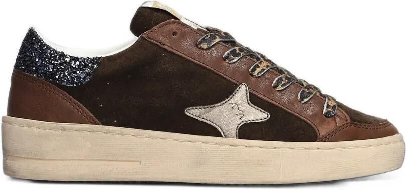 Ama Brand Sneakers met sterpatch en glitterdetail Bruin