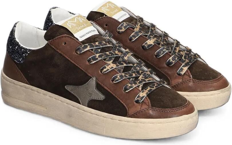 Ama Brand Sneakers met sterpatch en glitterdetail Bruin - Foto 4