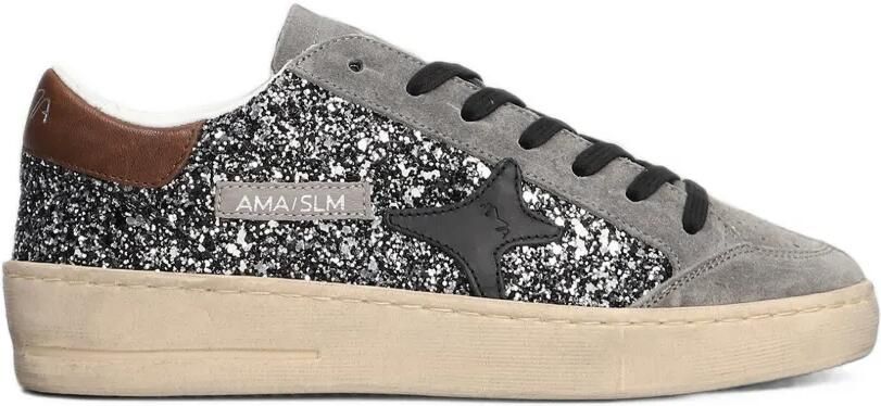 Ama Brand Sneakers verfraaid met glitter en sterpatch Grijs