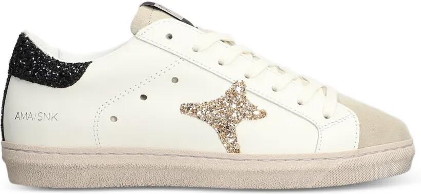 Ama Brand Sneakers verfraaid met glitter en sterpatch Wit