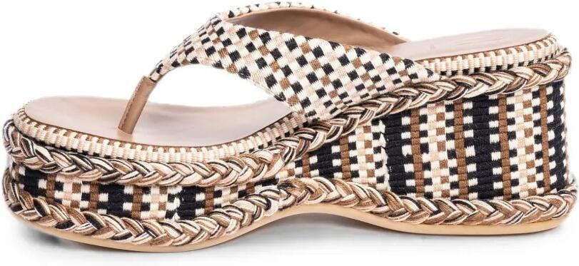 AMAMBAIH Ramona geweven sandalen met plateauzool Beige