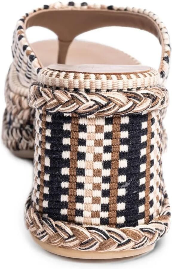 AMAMBAIH Ramona geweven sandalen met plateauzool Beige - Foto 3