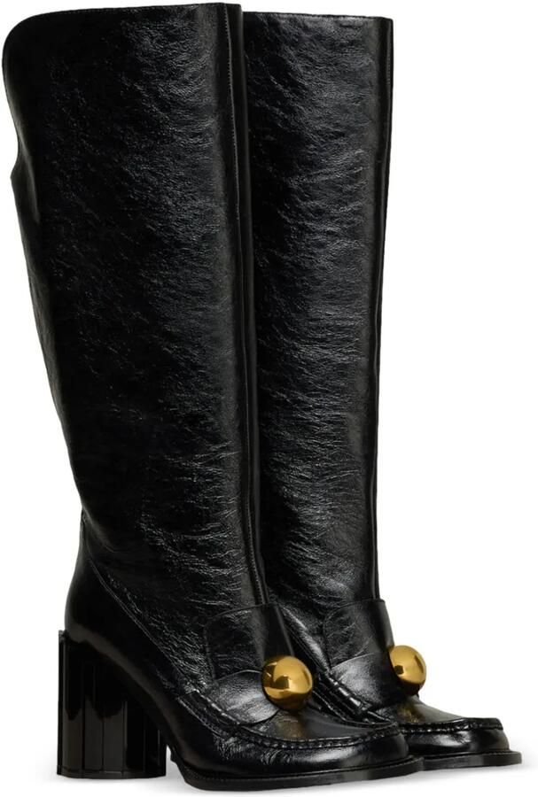 AMI Paris 90 mm leren knielaarzen verfraaid met studs Zwart