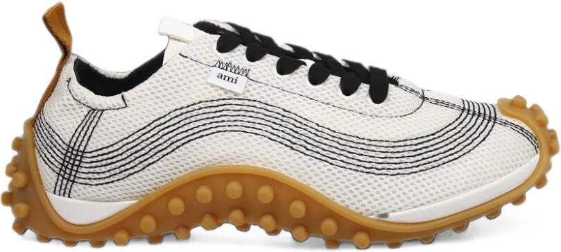 AMI Paris contrast-topstitched mesh sneakers Wit