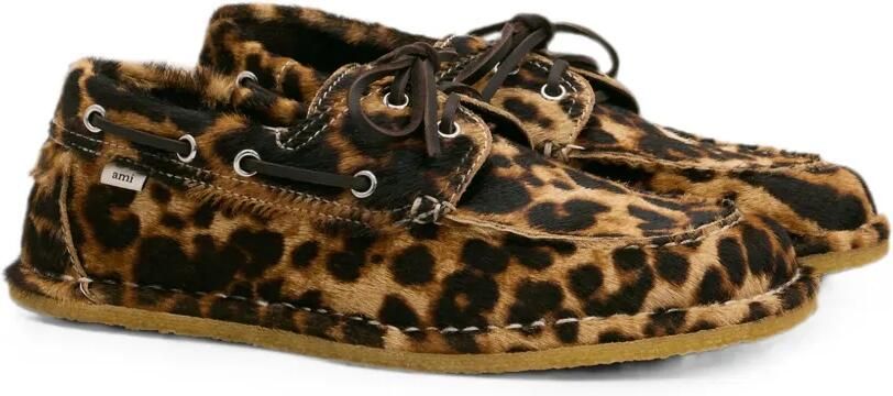 AMI Paris Leren bootschoenen met luipaard-print Bruin - Foto 4