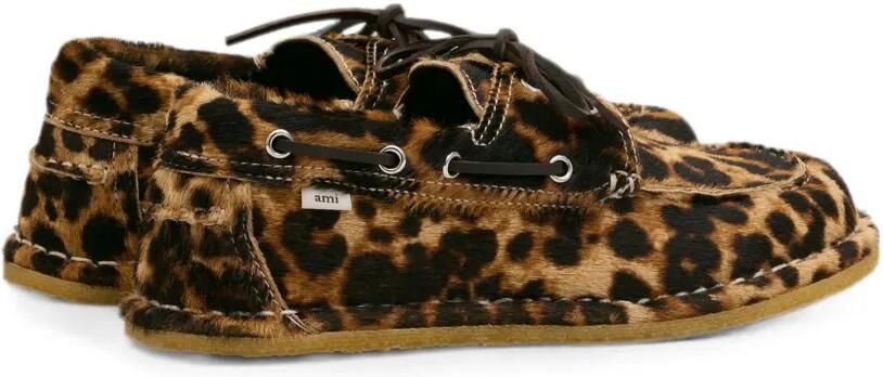 AMI Paris Leren bootschoenen met luipaard-print Bruin - Foto 5