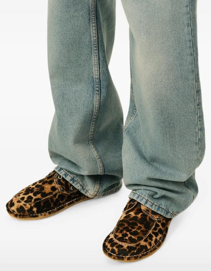 AMI Paris Leren bootschoenen met luipaard-print Bruin - Foto 3