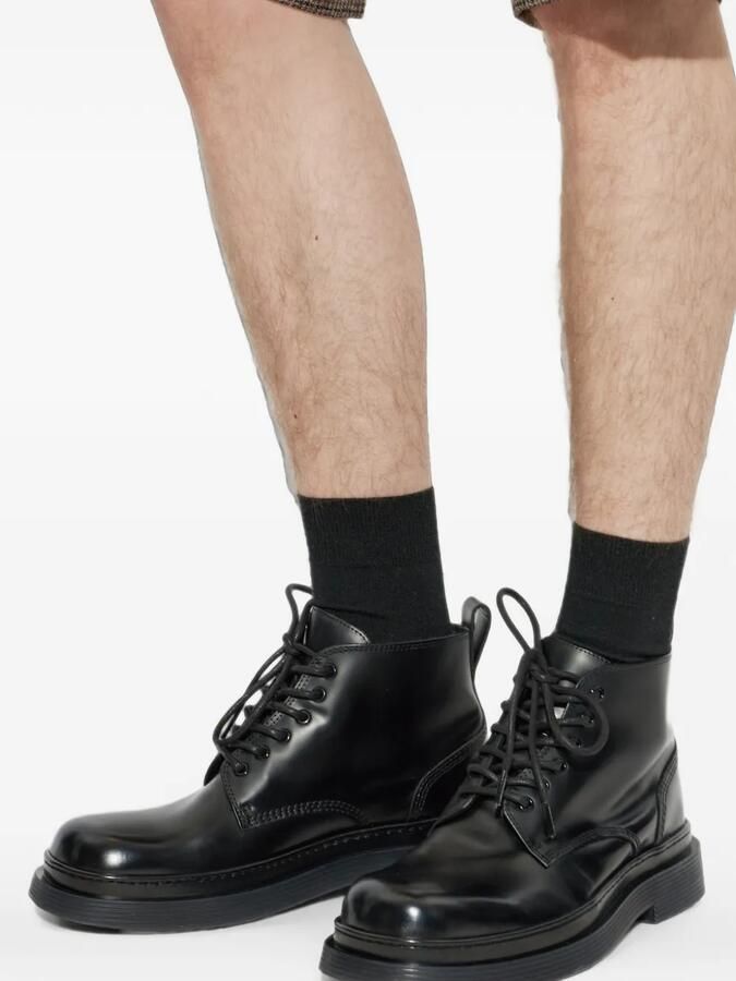 AMI Paris Leren combat boots Zwart