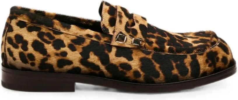 AMI Paris Leren loafers met luipaard-print Beige