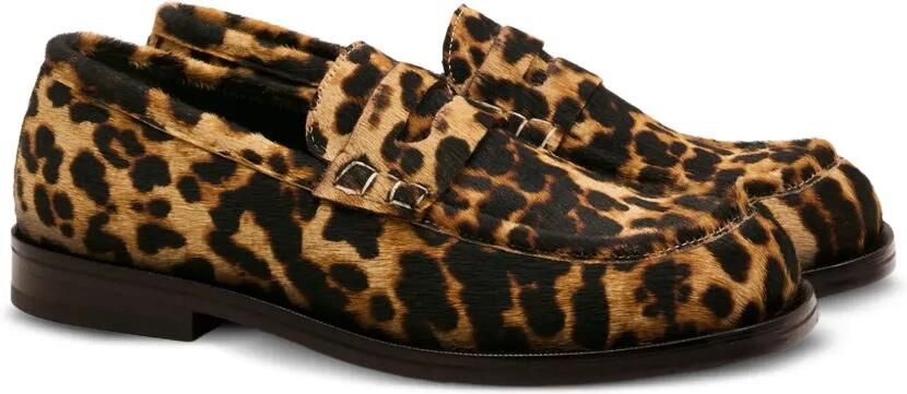 AMI Paris Leren loafers met luipaard-print Beige - Foto 4