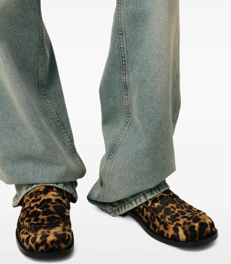 AMI Paris Leren loafers met luipaard-print Beige - Foto 2