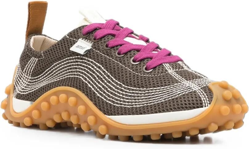 AMI Paris Sneakers met mesh vlakken Bruin - Foto 3