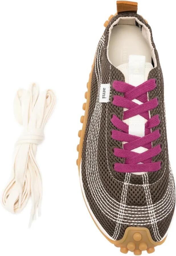 AMI Paris Sneakers met mesh vlakken Bruin - Foto 2