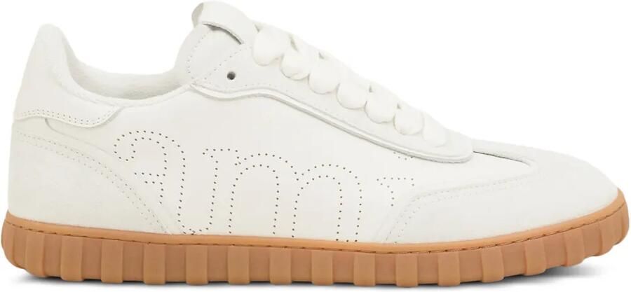 AMI Paris Step leren sneakers met geperforeerd logo Beige