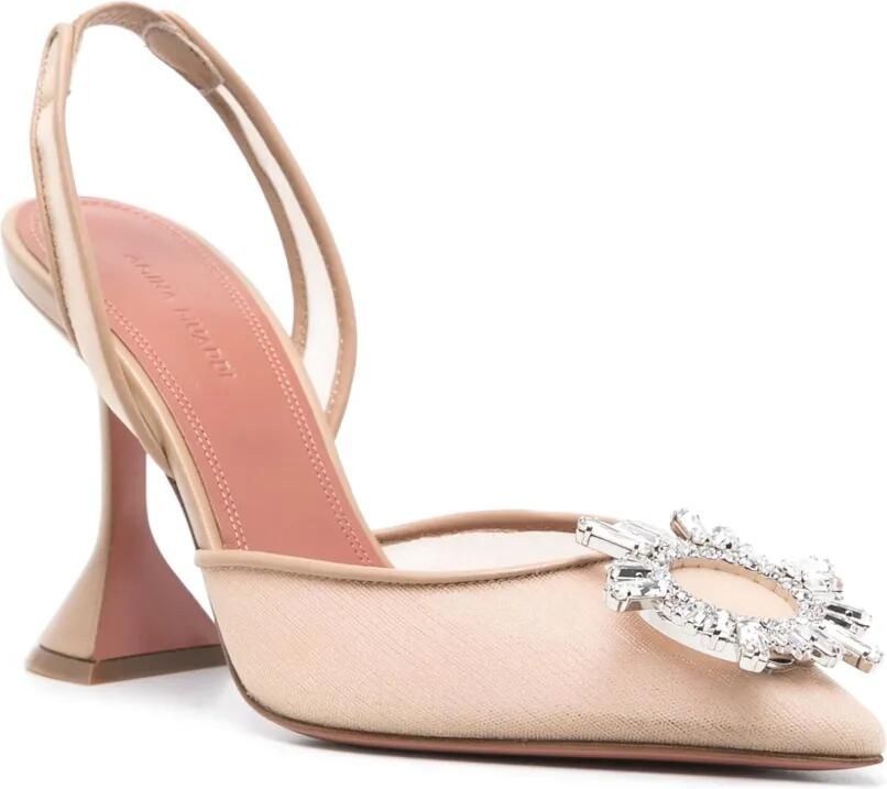 Amina Muaddi 100 mm Begun slingback pumps Beige