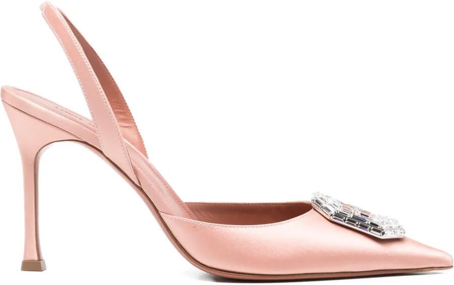 Amina Muaddi 100 mm Camelia 90 slingback pumps verfraaid met kristallen Roze
