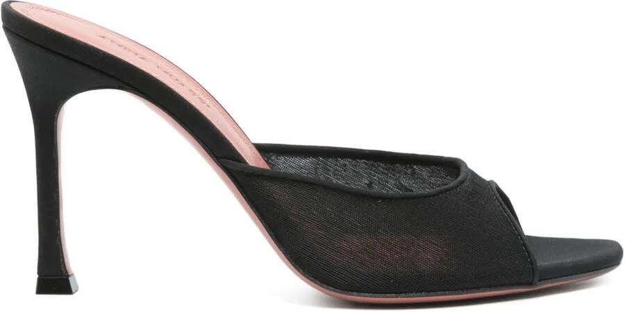 Amina Muaddi 100 mm sandalen met open neus Zwart