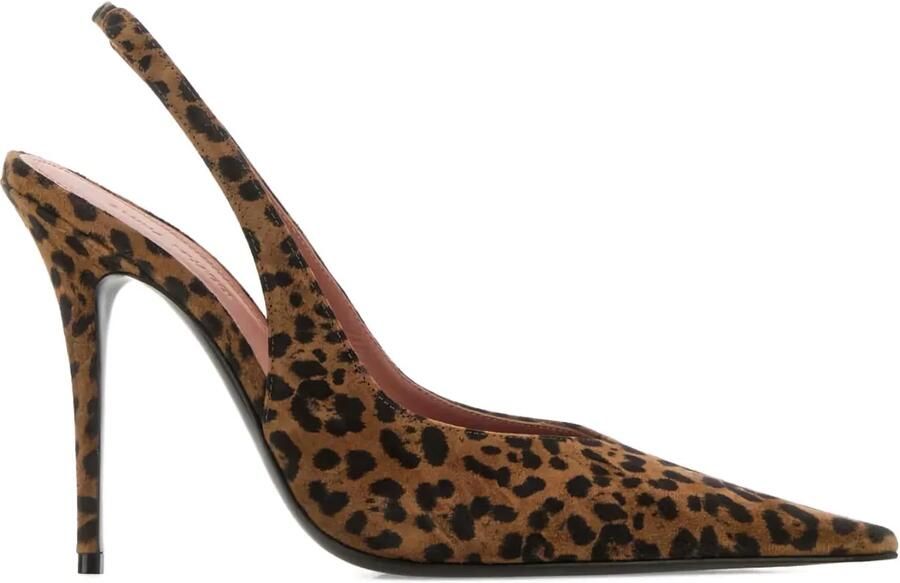Amina Muaddi 105 mm Anok pumps met dierenprint Bruin