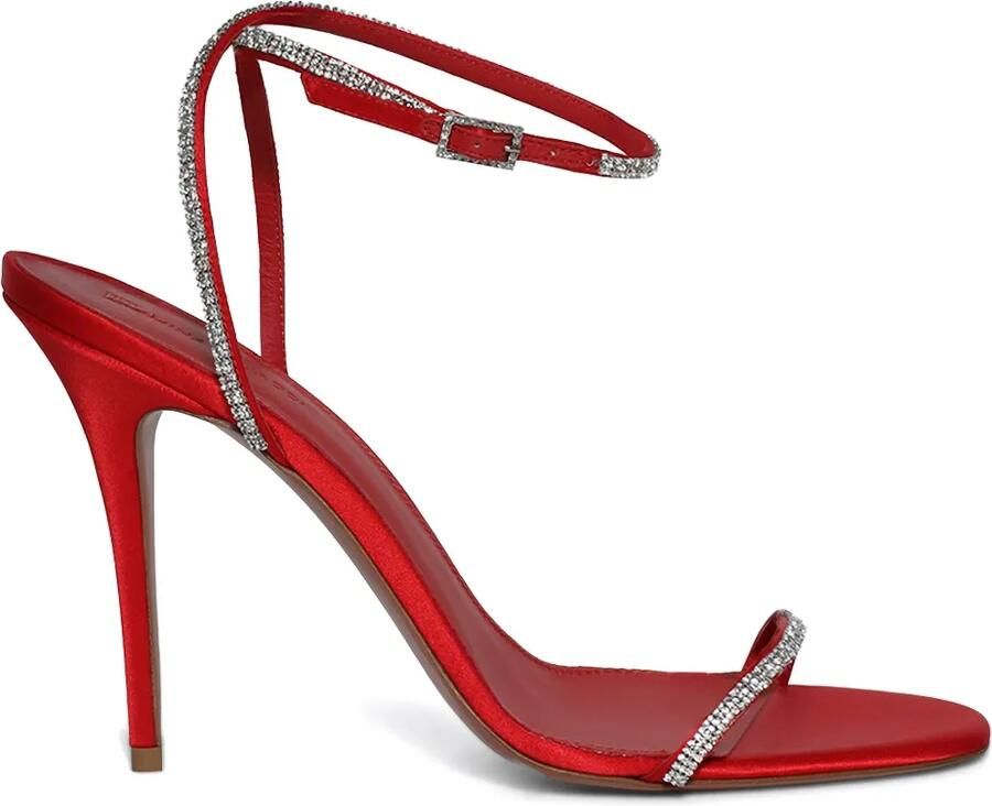 Amina Muaddi 105 mm Diamante sandalen Rood