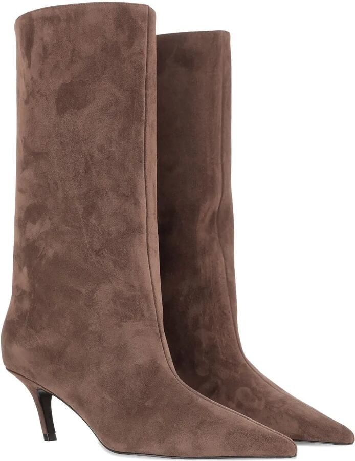 Amina Muaddi 60 mm Fiona laarzen met toelopende neus Bruin