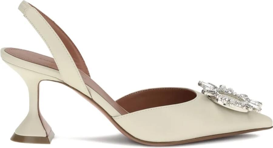 Amina Muaddi 70 mm Begum slingback muiltjes met kristallen Beige
