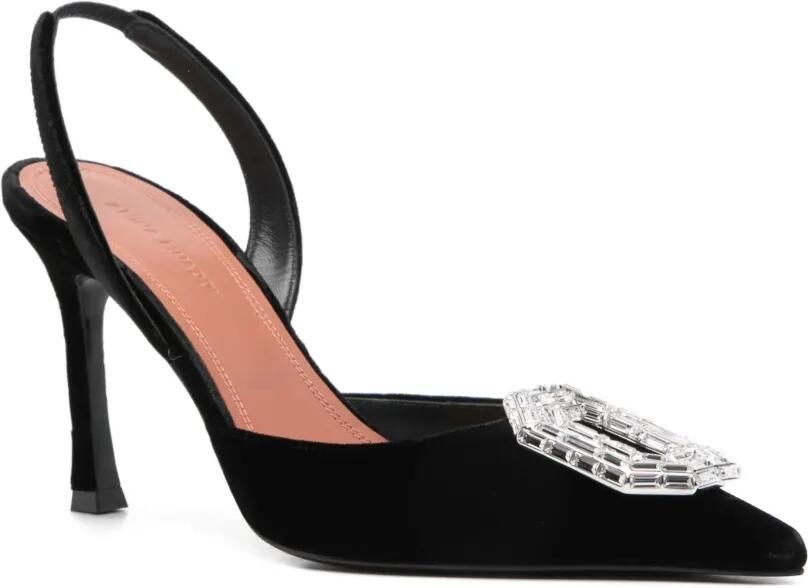 Amina Muaddi 90 mm Camelia pumps verfraaid met detail Zwart - Foto 3