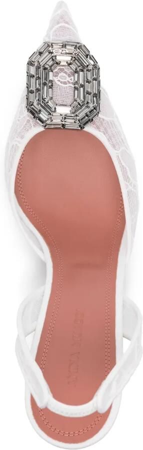 Amina Muaddi 90 mm Camelia slingback pumps Wit - Foto 4