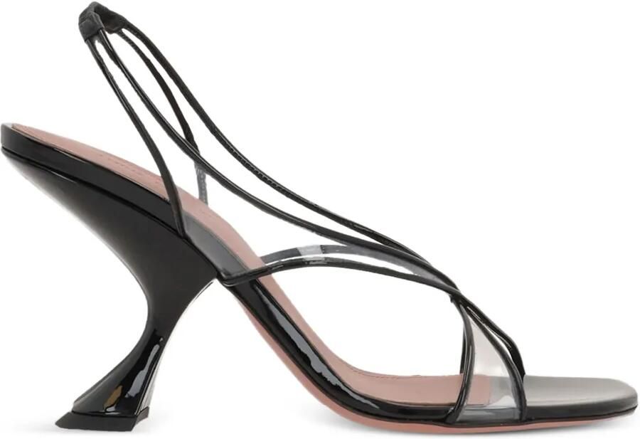 Amina Muaddi 90 mm Lena sandalen met bewerkte hak Zwart