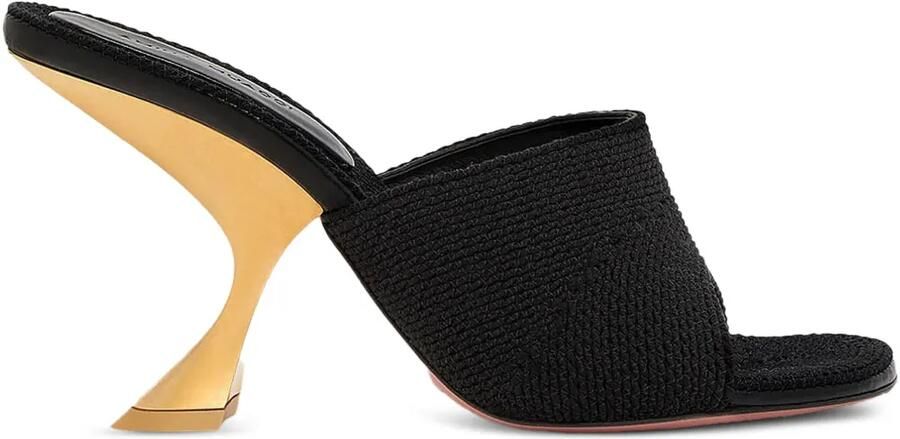 Amina Muaddi 90 mm Taylor muiltjes met textuur Zwart