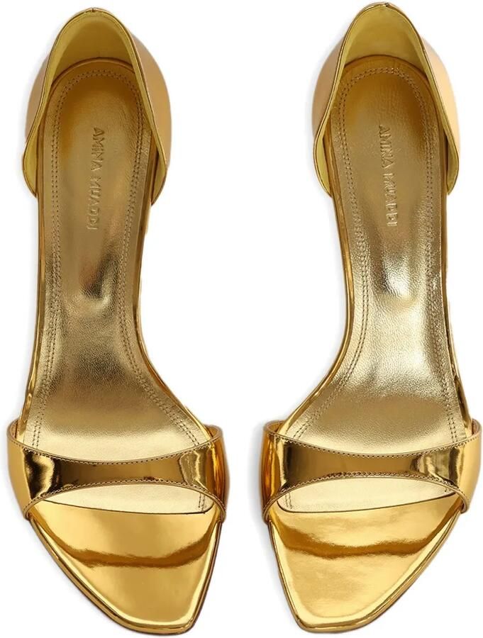 Amina Muaddi 95 mm Agnese metallic sandalen met open neus Goud - Foto 4
