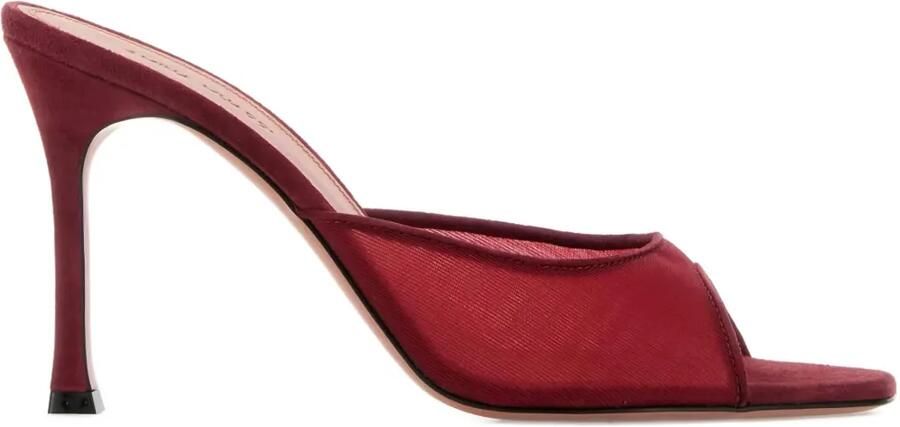 Amina Muaddi 95 mm Alexa mesh muiltjes Rood