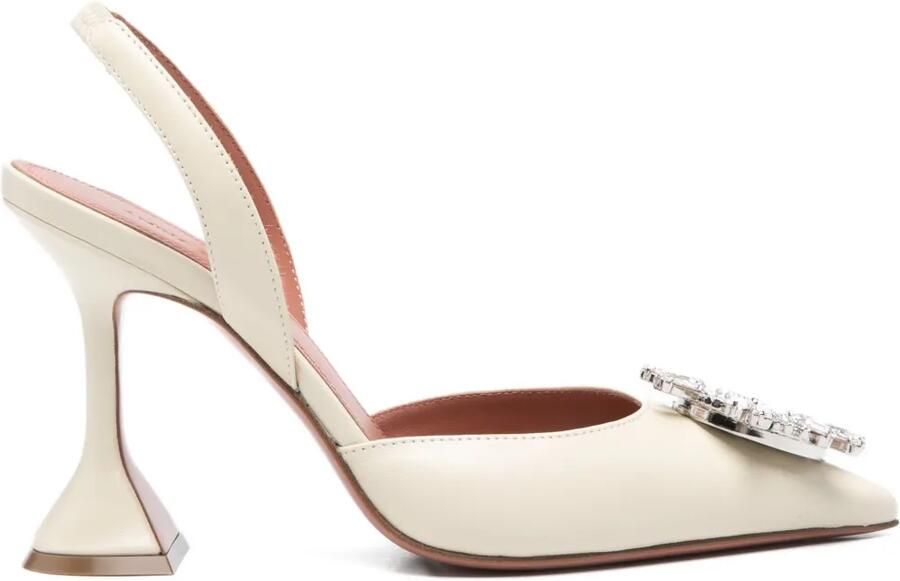 Amina Muaddi 95 mm Begum pumps verfraaid met detail Beige