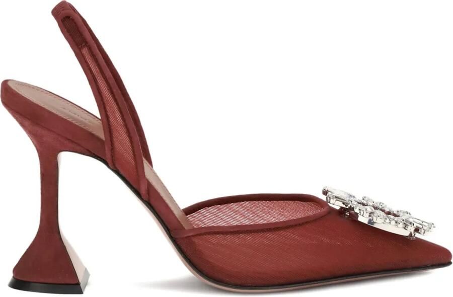 Amina Muaddi 95 mm Begum sandalen verfraaid met kristallen en hak Rood