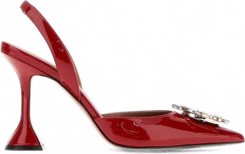 Amina Muaddi 95 mm Begum slingback pumps met kristallen Rood