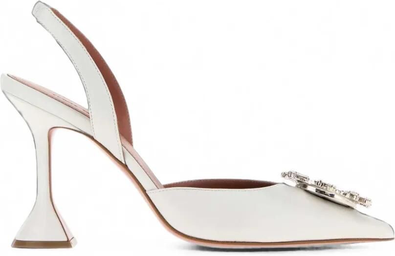 Amina Muaddi 95 mm Begum slingback pumps met kristallen Wit