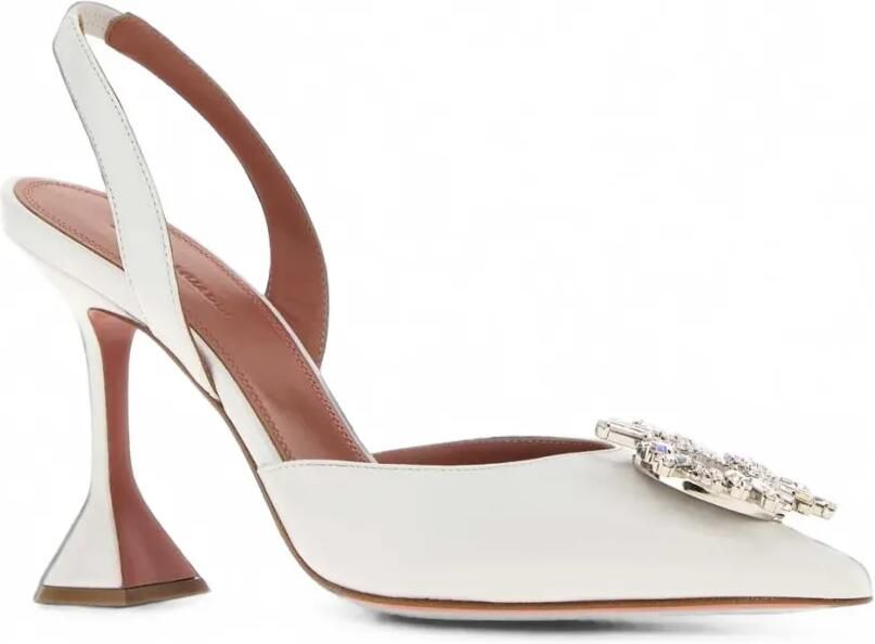 Amina Muaddi 95 mm Begum slingback pumps met kristallen Wit - Foto 2
