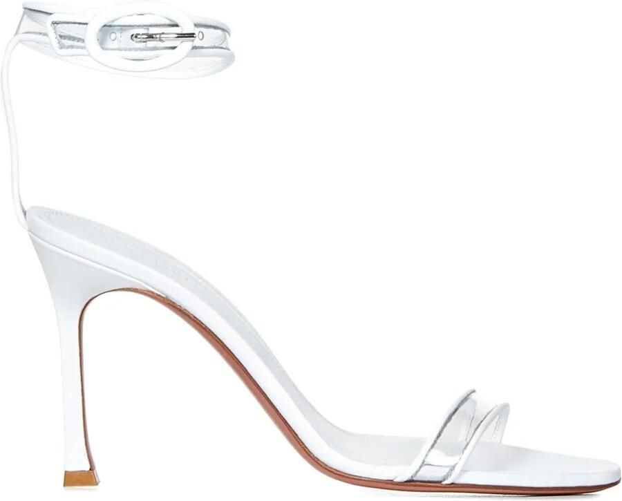Amina Muaddi 95 mm Kim sandalen met bandjes Wit