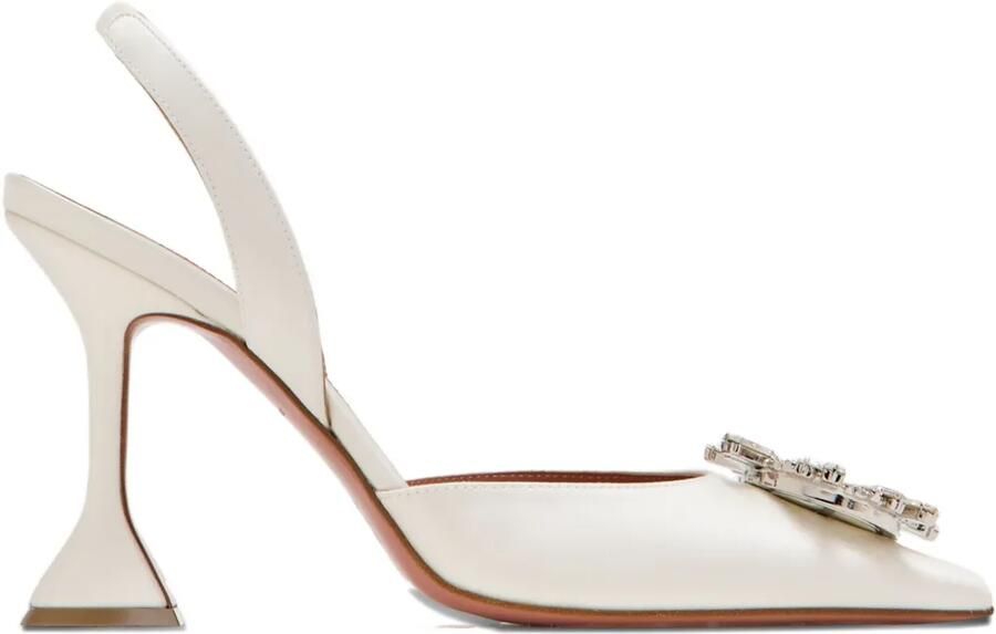 Amina Muaddi 95 mm slingback pumps verfraaid met kristallen Wit