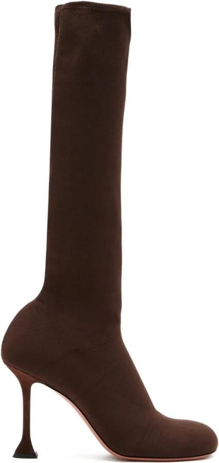 Amina Muaddi 95 mm Veneda stiletto laarzen Bruin