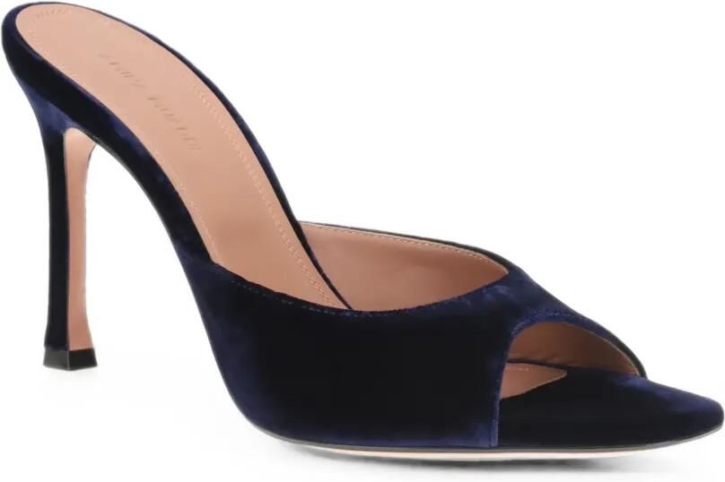 Amina Muaddi Alexa 95 fluwelen sandalen Blauw