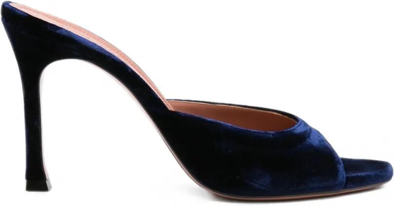 Amina Muaddi Alexa fluwelen sandalen Blauw