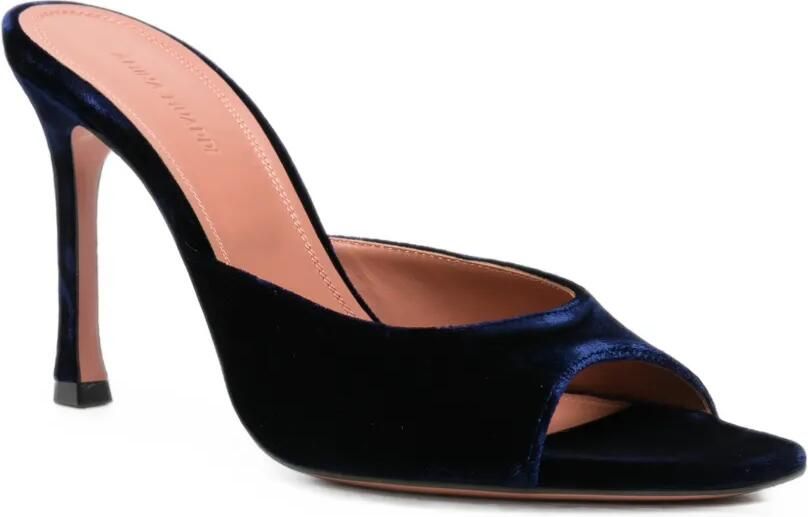Amina Muaddi Alexa fluwelen sandalen Blauw - Foto 2