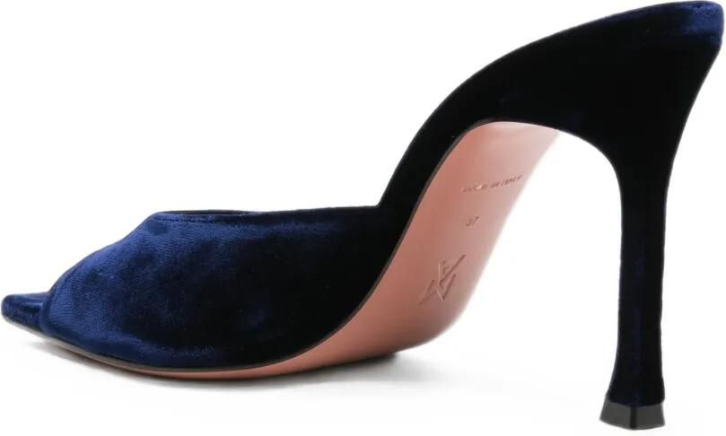 Amina Muaddi Alexa fluwelen sandalen Blauw - Foto 3