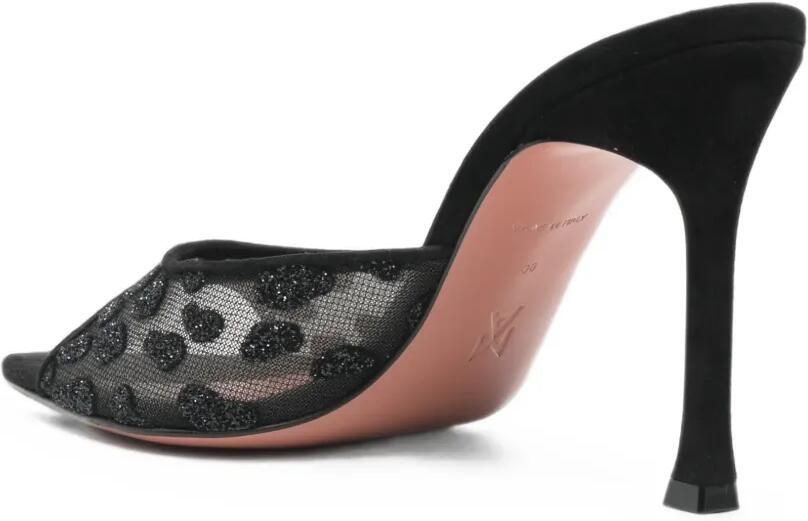 Amina Muaddi Alexa Mesh Slipper 95 sandalen met luipaardpatroon en hak Zwart - Foto 2