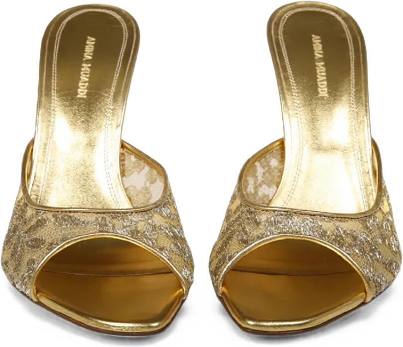 Amina Muaddi Alexa sandalen met kant Goud - Foto 2