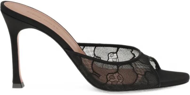 Amina Muaddi Alexa sandalen met kant Zwart